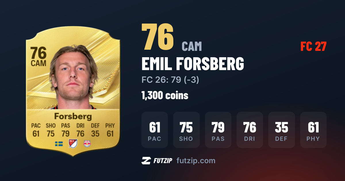 Emil Forsberg EA FC 27 — 76 price & stats · FUTZIP