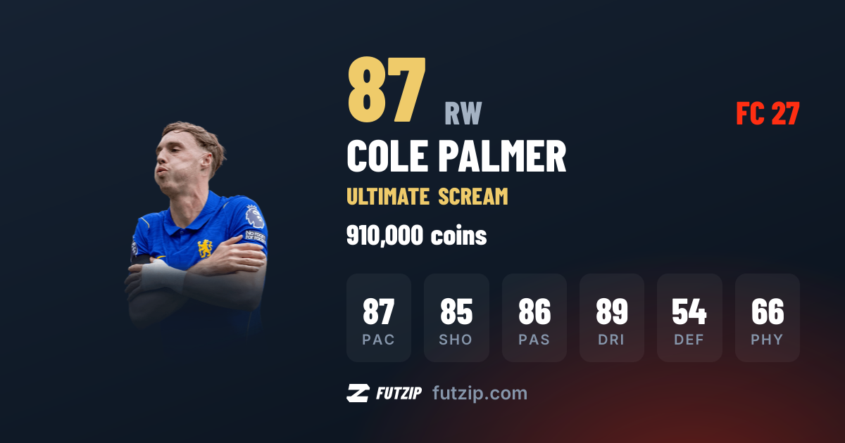 Cole Palmer Ultimate Scream EA FC 27 — 87 price & stats · FUTZIP